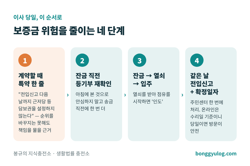 계약할 때 특약부터 이사 당일 전입신고와 확정일자까지 보증금 위험을 줄이는 네 단계